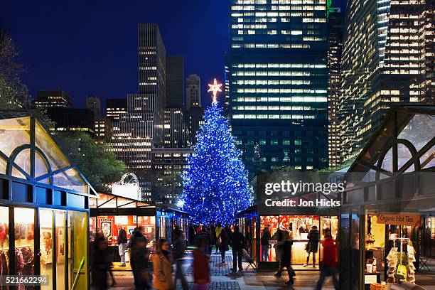 Holiday market beneath the Christmas tree in Bryant Park.