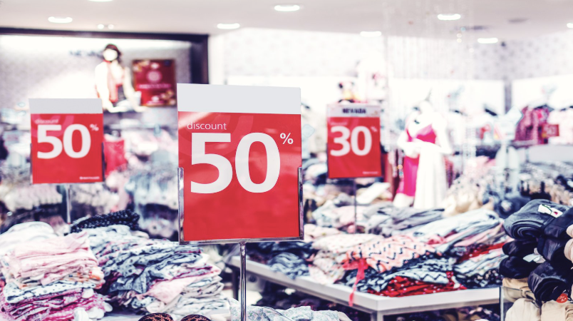 Fast fashion being sold on sale racks.
Photo courtesy of PIRG
