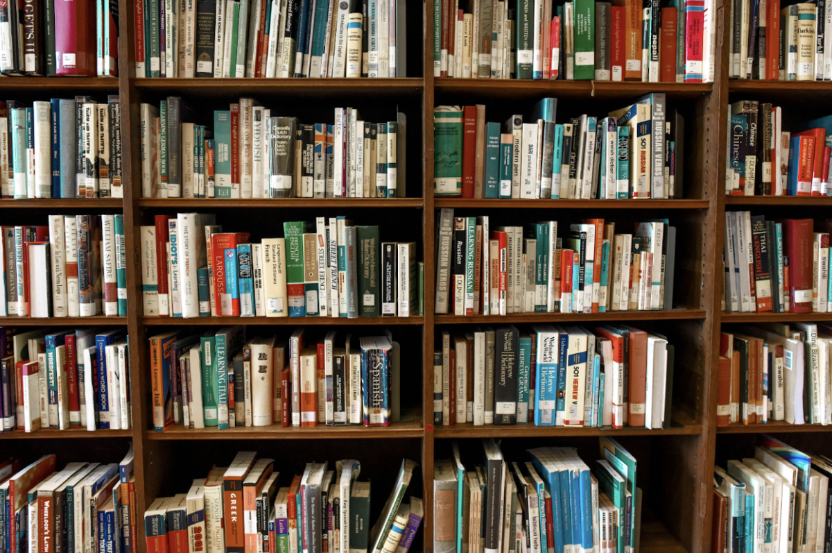 A shelf full of books.