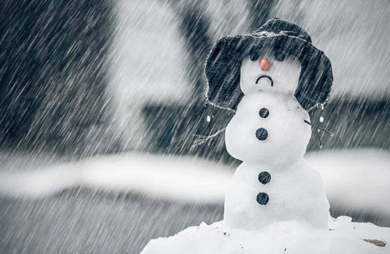 A frowning snowman