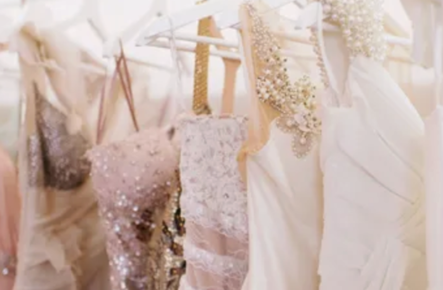 Display of prom dresses