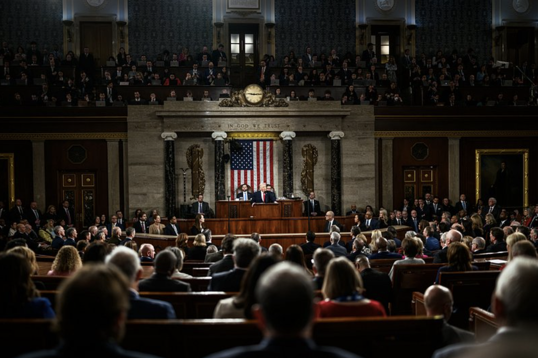 The House of Representatives watches Trump.