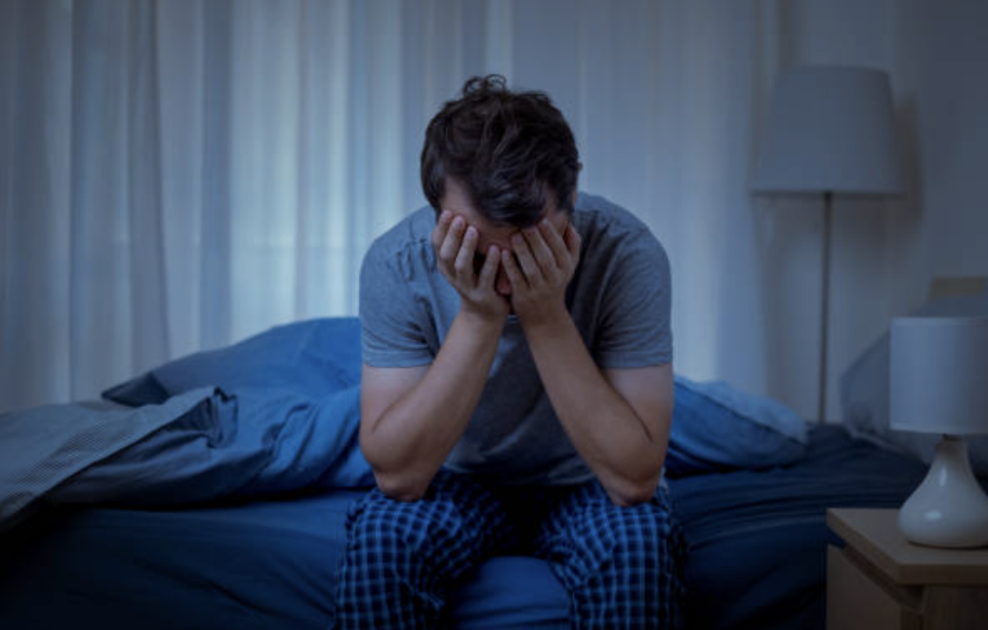 Man unable to sleep. 

