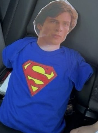 Superman dressed flour baby.